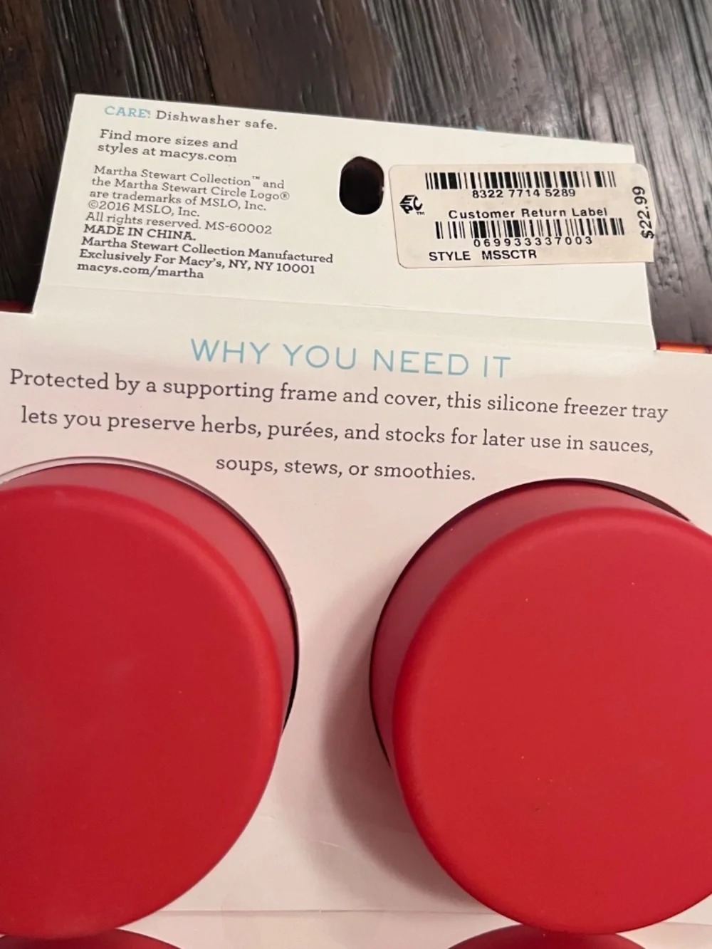 NIB Martha Stewart Everyday 4-Cube Silicone Freezer Tray